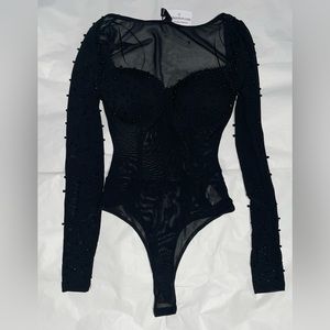 Black Corset Bodysuit Top